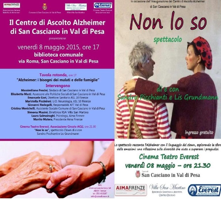 Presentazione Centro di Ascolto Alzheimer a San Casciano in Val di Pesa, tavola rotonda e spettacolo clown