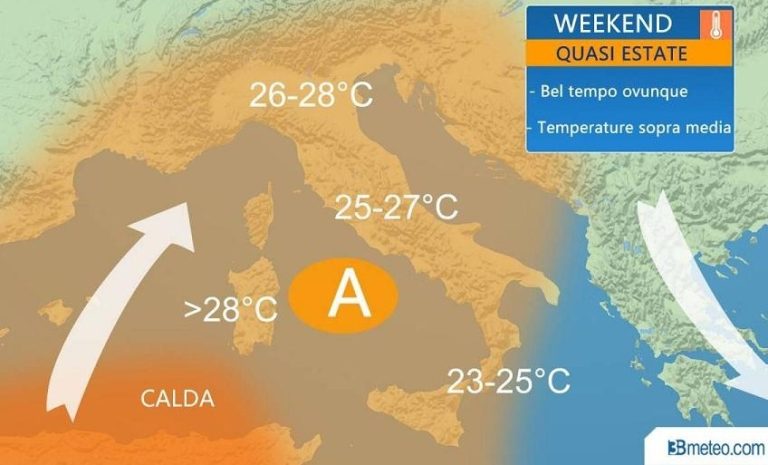 Tempo quasi estivo nel week-end con temperature fino a 27°C