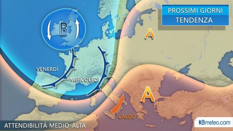 METEO – Acquazzoni e sole, l’Italia è divisa a metà