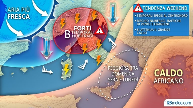 Forti temporali e nubifragi previsti nel fine settimana