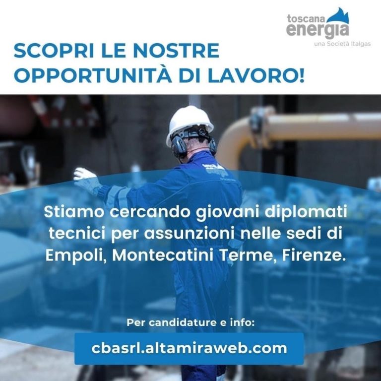 LAVORO – Toscana Energia assume 10 operai distribuzione