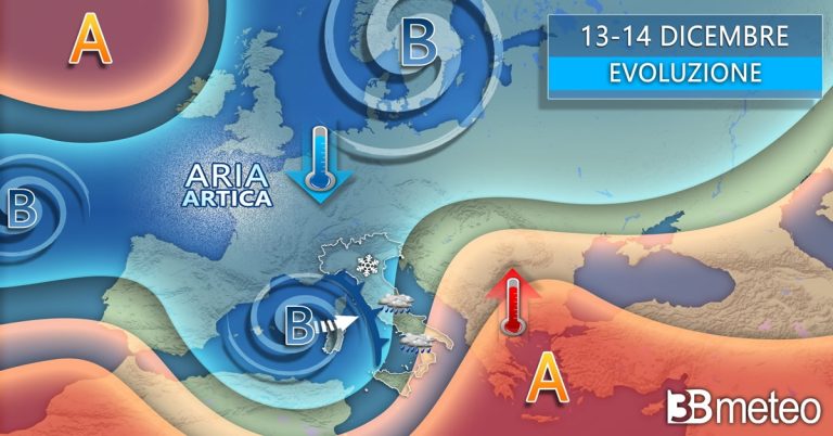 Una settimana di maltempo con neve a tratti anche in pianura