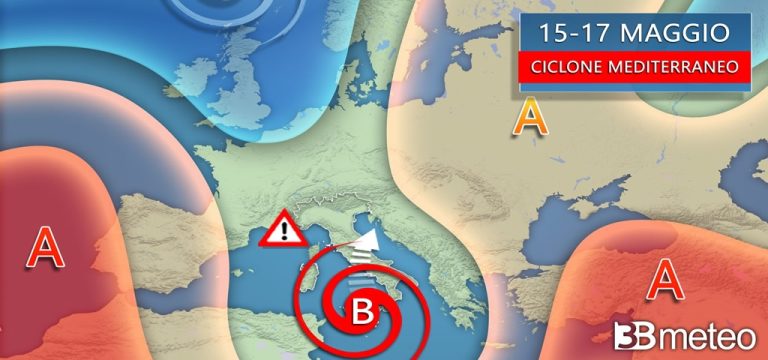 Avviso meteo, potente ciclone in arrivo