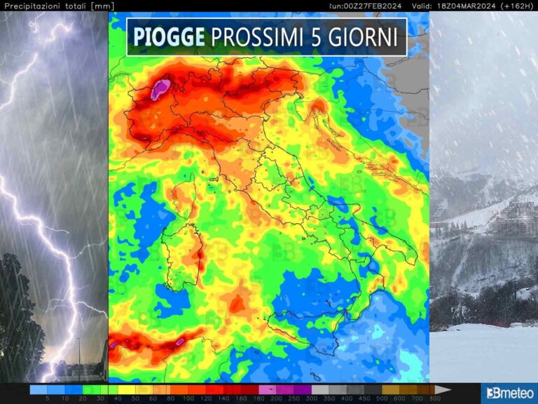 Italia sotto pioggia, temporali, vento e neve almeno fino a 4-5 marzo