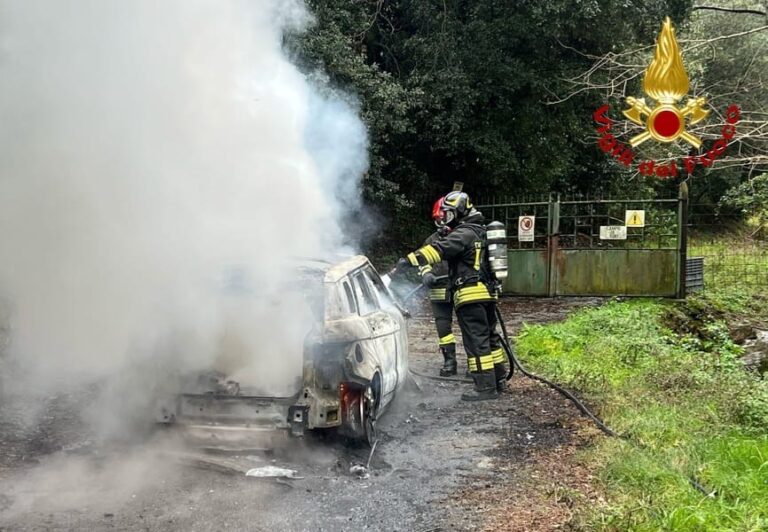 auto distrutta da un incendio